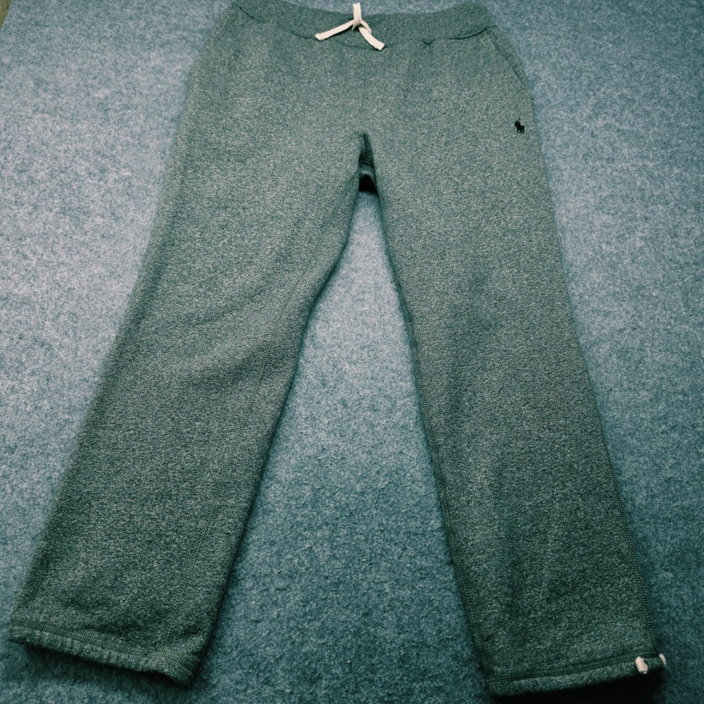 Polo Ralph Lauren Mens Gray  Fleece Sweatpants Joggers Size Large Black Pony